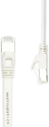 Vista 3 de Amazon Basics Cable de conexión Ethernet RJ45 Cat 7, plano, 600 MHz, sin enganches, incluye 15 clavos, 30 pies, color blanco