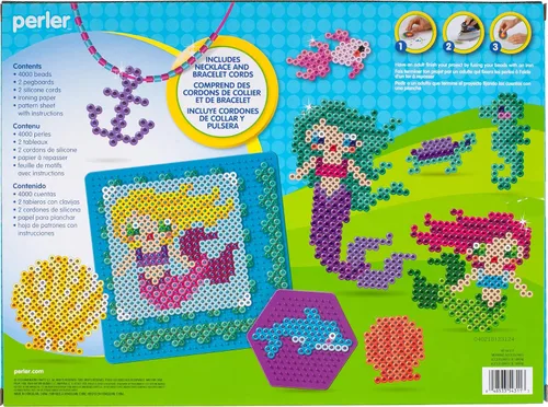 Vista 2 de Perler Juego de cuentas 3D de océano y sirena fusibles, 4006 piezas, 22 proyectos