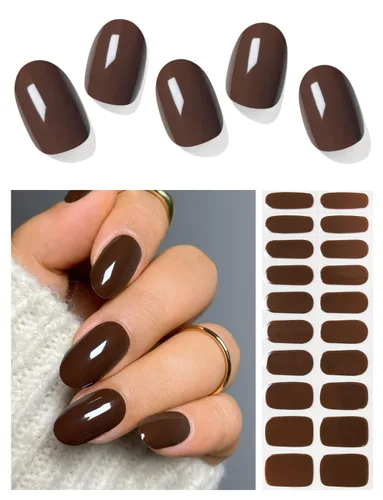 Vista 14 de AutyaMee Tiras de uñas de gel semicuradas (abeja y flor), 20 unidades de envolturas de uñas de gel, calcomanías, rosa nude, calidad de salón