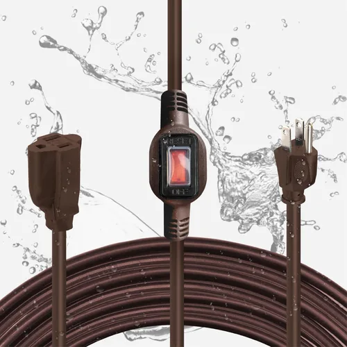Vista 9 de Iron Forge Cable Cable de extensión blanco de 3 pies para exteriores con interruptor en línea impermeable IP65 de encendido/apagado, interruptor