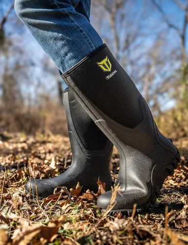 Vista 8 de TIDEWE Botas de goma para hombres, multitemporada, botas de lluvia impermeables con vástago de acero, botas de neopreno de 0.236 pulgadas