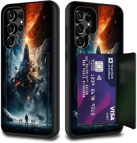 Vista 102 de Funda híbrida de doble capa con función atril para Samsung Galaxy A16 5G de 6.9 pulgadas, diseño de vaca con bandera estadounidense