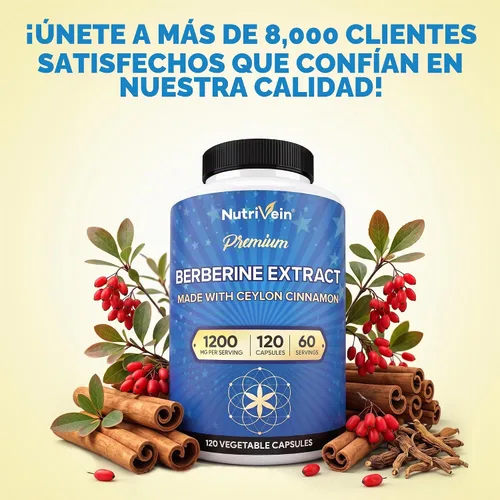 Vista 7 de Nutrivein Premium Berberine HCL 1200 mg - 120 Caps: Suplemento de berberina