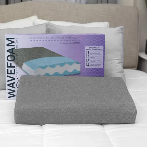 Vista 2 de SensorPEDIC Almohada de espuma viscoelástica ajustable de gran tamaño, color gris (73562)