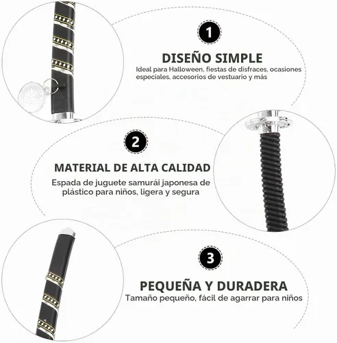 Vista 4 de Abaodam Mini espada de juguete de plástico samurái japonés conjunto de juguetes de Halloween Dress Up Props Espada