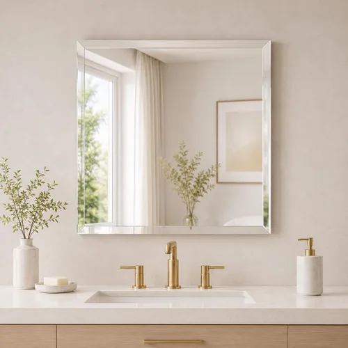 Vista 21 de Paneles de espejo de corte personalizado a tu tamaño exacto – Vidrio sin marco de 1/4 o 1/8 pulgadas de grosor para pared de baño, tocador