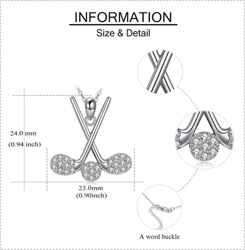 Vista 4 de YAFEINI Collar con colgante de plata de ley para violínvioloncheloguitarragolfhockey, joyería de música deportiva para mujeres y niñas