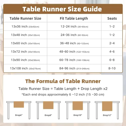 Vista 5 de Faux Linen Small Table Runner Water Resistant 13 x 36 in, Brown Farmhouse Short Table Runners, Coffee Table Runner, Dresser Runners for Bedroom