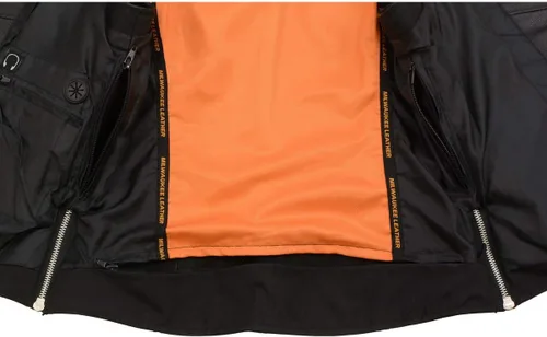 Vista 6 de Milwaukee Leather MLL4503 Chaleco de motociclista clásico de cuero con cuello en V negro para mujer con cuello de solapa remachado - S