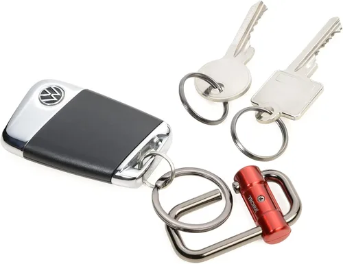 Vista 3 de TROIKA LLAVE DE 2 VÍAS - KR22-09RD - Llavero con 3 anillos para llaves en 2 tamaños - Cierre deslizante para facilitar la organización de las llaves