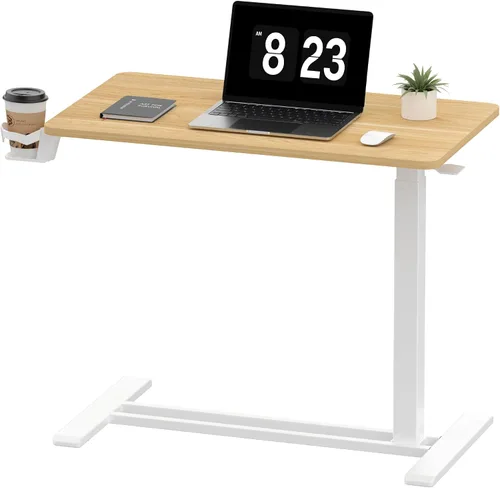 Vista 19 de SANODESK Escritorio móvil de pie con ruedas ocultas, escritorio neumático para laptop, carrito de computadora con ruedas móviles, altura ajustable