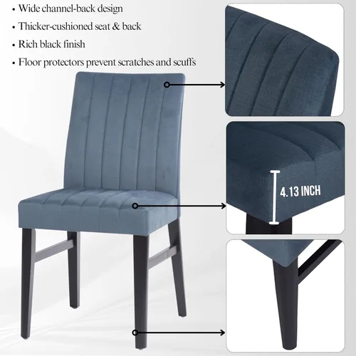 Vista 5 de Roundhill Furniture Wendell - Juego de 2 sillas de comedor tapizadas contemporáneas, color azul