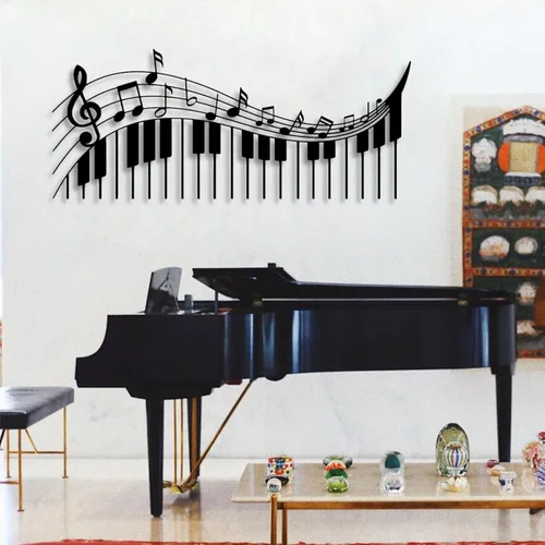 Vista 3 de Nota de metal musical para pared, notas musicales y arte de pared de metal para piano, decoración de pared de metal musical, arte de pared de notas