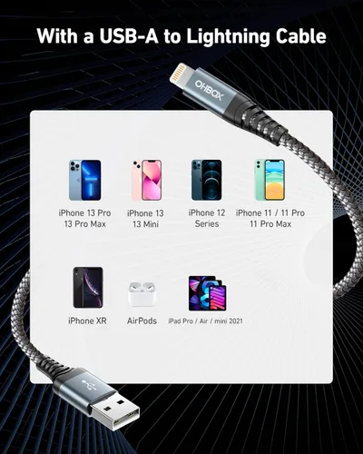 Vista 6 de Cable de carga Lightning de 91,4 cm, paquete de 2 cables de carga para iPhone con certificación MFi, cable de carga Apple compatible con iPhone