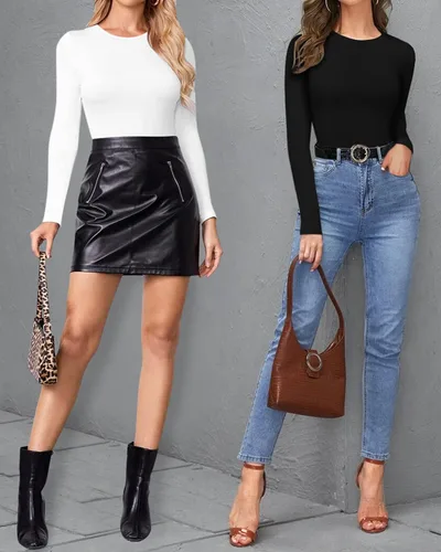 Vista 4 de MANGOPOP Body de manga larga con cuello halter para mujer