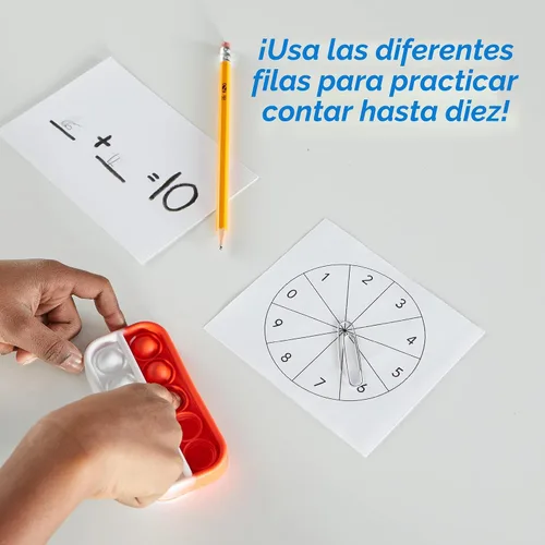 Vista 3 de hand2mind Juguetes sensoriales de burbujas de diez marcos, juguetes antiestrés para niños, manipuladores matemáticos de jardín de infantes