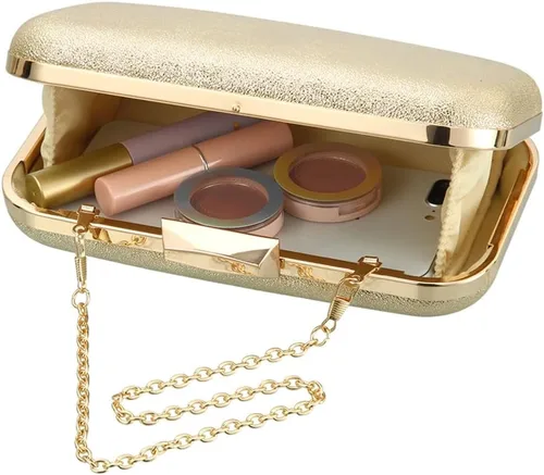 Vista 6 de Bolso de mano dorado, bolsos de mano dorados para mujer, para noche, boda, cóctel, fiesta, bolsa de noche, bolso cruzado de hombro..