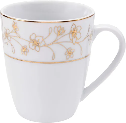 Vista 9 de Mikasa Juego de vajilla floral de 32 piezas, color dorado metálico, servicio para 8, color blanco