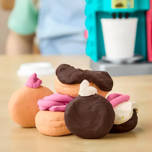 Vista 10 de Play-Doh Donut Drop Shop Playset, juguete de comida para jugar, artes y manualidades para niños, regalo de Pascua para niños a partir de 3 años