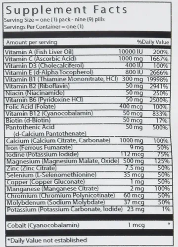 Vista 2 de Vital Bulk Daily Health Kit Paquete de multivitaminas y minerales caja de 30 unidades - Multivitamínico para hombres y mujeres - Contiene vitamina C
