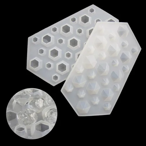 Vista 6 de 2 moldes de silicona con gemas de diamante 3D, molde de silicona transparente para hacer proyectos de manualidades de resina epoxi Silicona