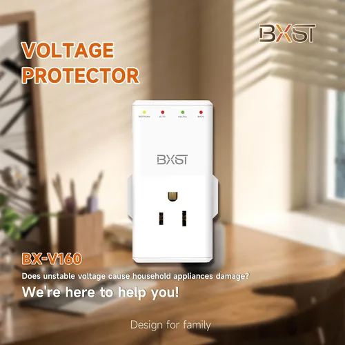 Vista 2 de BXST Protector electrónico de voltaje y sobretensiones Protector de voltaje de enchufe de cuatro salidas para el hogar 350° enchufe giratorio Delay