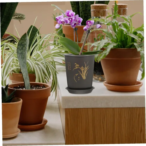 Vista 5 de GANAZONO 3 juegos de macetas de orquídeas duras transpirables para plantas de interior, patrón de orquídeas aleatorias para decoración del hogar