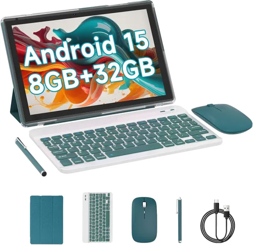 Vista 9 de Tablet Android 15, 10 pulgadas 8 GB RAM+64 GB ROM+1 TB Expand, procesador de cuatro núcleos de 1.8 GHz, tabletas 2 en 1