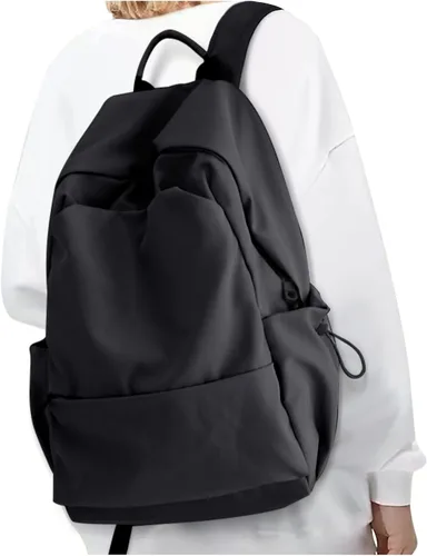 Vista 8 de Mochila Escolar Mochila de Día Casual Negra Bolso para Libros, A-Negro, Grande