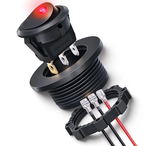 Vista 12 de Twidec Interruptor basculante redondo de 12 V de 12 V de encendido y apagado AC 6A/250 V 10 A/125 V SPST 2 pines 2 posiciones 12 voltios DC círculo