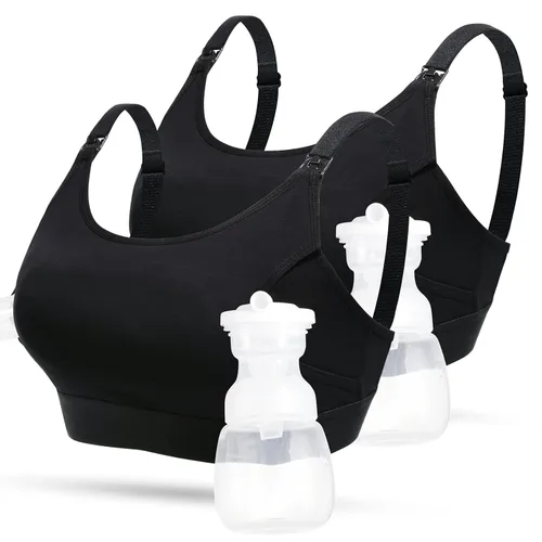 Vista 9 de Lupantte Brasier de extracción manos libres, cómodo brasier de extractor de leche con almohadillas, brasier de lactancia ajustable para bombeo. Se