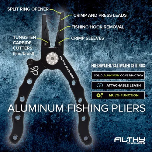 Vista 4 de Alicates de pesca de aluminio multifuncional anillo dividido gancho removedor trenza cortador w/L..