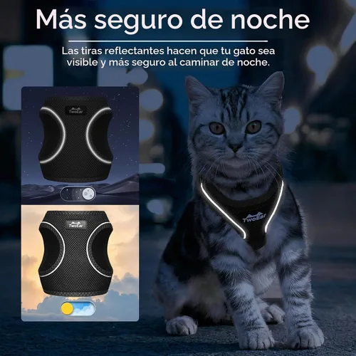 Vista 5 de Twoear Juego de arnés y correa para gatos, arnés extra pequeño para gatitos Negro
