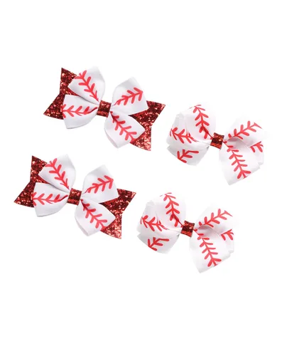 Vista 8 de Pinzas para el cabello deportivas con pasadores de lazo de béisbol para niñas BBG65 (juego B2, 2 piezas)