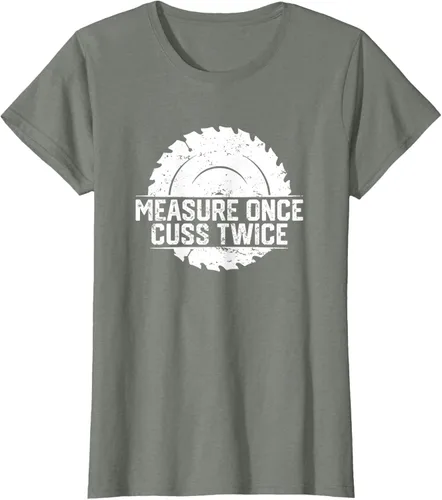 Vista 14 de Measure Once Cuss Twice, divertida camiseta de regalo para carpintería, Negro, S