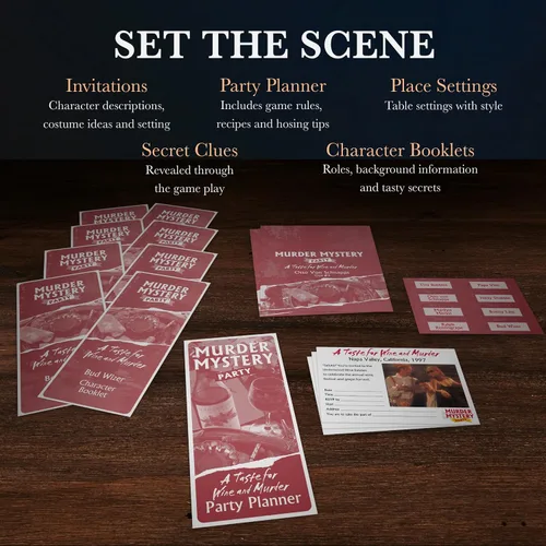 Vista 8 de Murder Mystery Party, A Taste for Wine & Murder, Murder Mystery Party Game to Host Your Own Murder Mystery Night