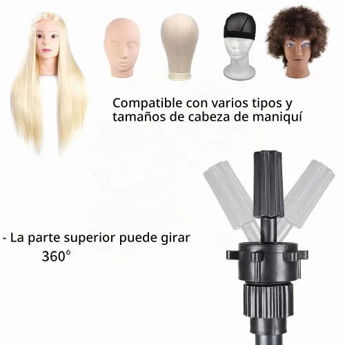 Vista 3 de AliLeader Soporte de cabeza de peluca de 25 pulgadas, soporte de cabeza de maniquí ajustable, trípode con cabeza ajustable, soporte de trípode