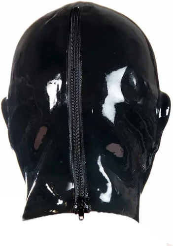 Vista 3 de EXLATEX Máscaras de látex con capucha para hombre, de goma pesada, máscara anatómica para cosplay de belleza