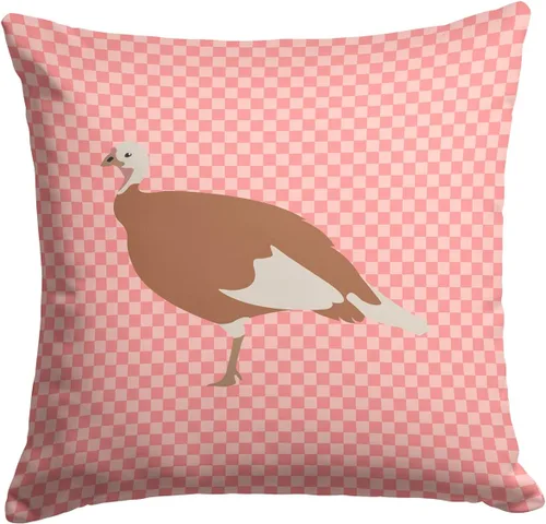 Vista 492 de Caroline's Treasures BB8163PW1414 Beltsville - Almohada decorativa de tela a cuadros pequeños, color blanco, pavo y gallina azul, lavable a máquina