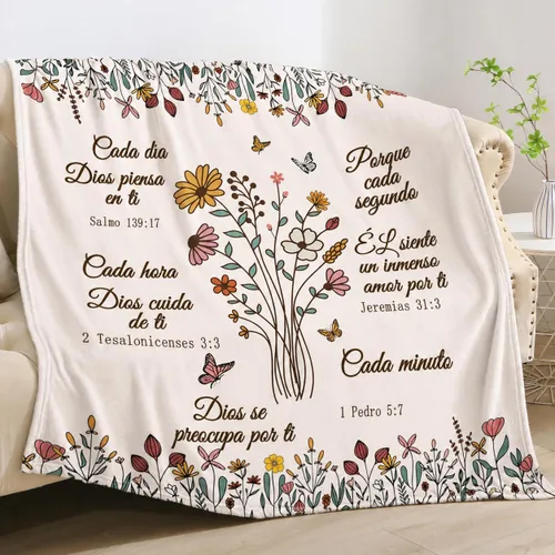 Vista 13 de Manta Cristiana, Regalos de Cumpleaños para Mujeres y Hombres, Manta Decorativa Inspiradora de Escritura con Versículo Bíblico Regalos Religiosos