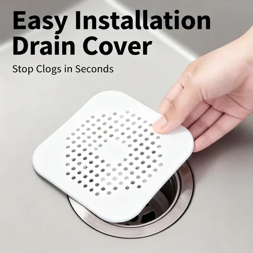Vista 2 de Atrapapelos de Silicona para Desagüe de Ducha, Paquete de 2 Protectores de Desagüe de Silicona y Cubierta de Desagüe de Ducha, Colador de Desagüe