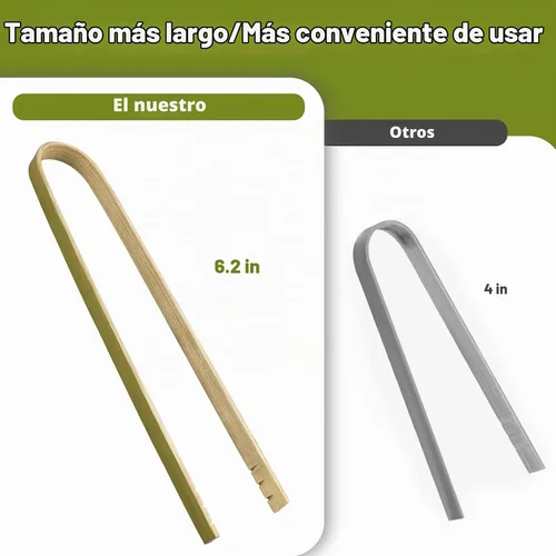 Vista 2 de Mini pinzas de bambú desechables, 100 unidades, pinzas de madera de 6.2 pulgadas de largo para embutidos, utensilios de cocina grandes