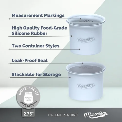 Vista 2 de Masontops Snack Stack - Separadores de tarros Mason para frascos de boca ancha, avena durante la noche y recipientes de preparación de comidas