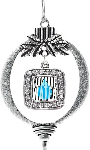 Vista 223 de Inspired Silver - Adorno con dije de reina de rodillo - Adornos navideños cuadrados de plata con joyas de circonita cúbica
