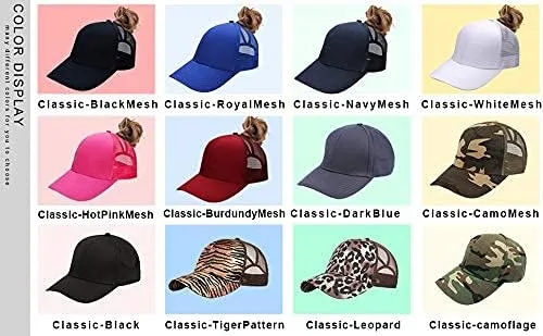 Vista 3 de Gorra de béisbol desgastada con tiras cruzadas, gorra de béisbol desgastada, gorra de cola de caballo alta para mujer