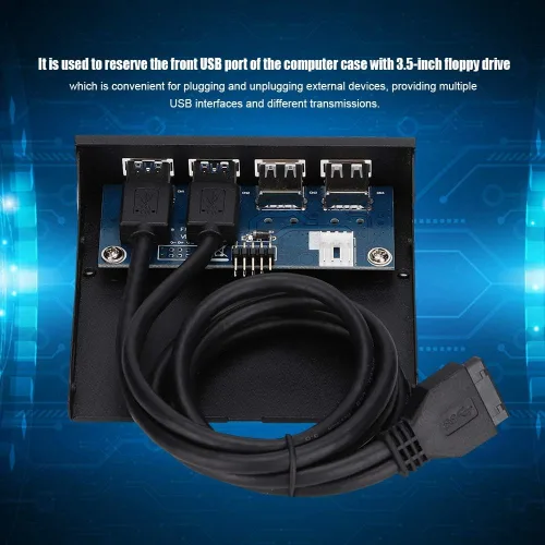 Vista 2 de Concentradores USB de panel frontal, 2 puertos USB3.0 + 2 puertos USB2.0 HUB placa de expansión, puertos USB panel frontal para carcasa
