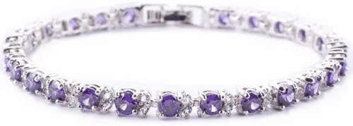 Vista 2 de RIZILIA Pulsera redonda de tenis chapada en oro blanco con circonita cúbica multicolor, 7 pulgadas, multi