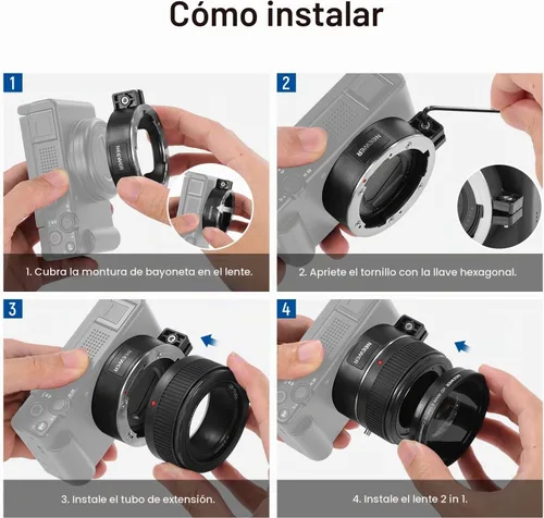 Vista 6 de NEEWER Lente gran angular compatible con Sony ZV-1 II (ZV-1 M2), 2 en 1 HD 18mm gran angular + lente macro adicional 10X con tubo de extensión
