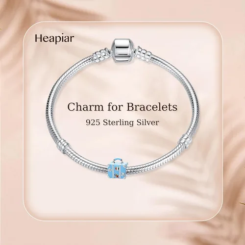 Vista 2 de HAEPIAR Dije de plata de ley S925 para pulseras y collares, para viajes y compras, dijes de cuentas para mujeres y niñas