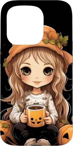 Vista 14 de Chibi Girl Anime Kawaii Pumpkin Spice Latte Fall Halloween Case for iPhone 16